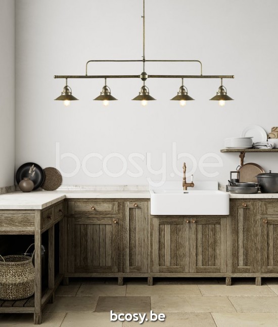 Marckdael pendel Billiardo-Biliardo Marckdael 0187-5F-20-AS Billiardo antiek brass pendel H min 70 max 110cm VVD VDV Verlichting van Dijck D.