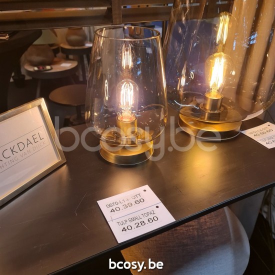 Marckdael VVD malibu 0670-L1-P-OTTONE-TULIP-TOPAZ-KL 0670-L1-P-OTT-TULIP-TOPAZ-KL-TUBE ottone-messing tafellamp VVD VDV Verlichting van Dijc.