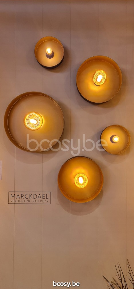 Marckdael wandlamp Oslo Marckdael 0960-PLA1-D400-BG-GLOBE-125MM-KD Contemporal zwart-goud wandlamp H max 115cm VVD VDV Verlichting van Dijck.