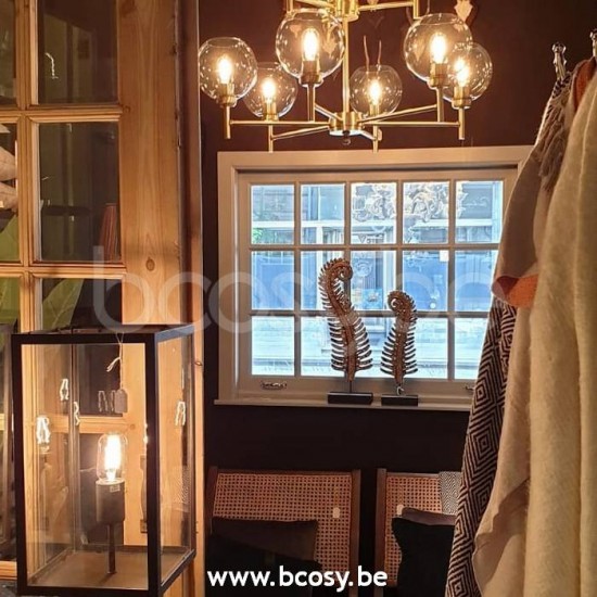 Marckdael luchter Malibu Marckdael 0791-5-OTT 0791-5F-OTT-GLOBE-TOPAZ-KL 0791-5-GL-OTT Vintage ottone-messing luchter H 77cm VVD VDV Verlich.