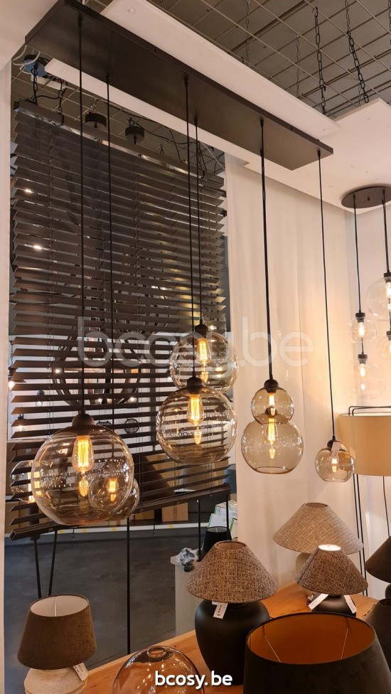 Marckdael pendel Theo 7L Topaz Seattle-Seatle Marckdael 1588-PL7-NE-GLOBE-TOPAZ-3KL-4GR Contemporal zwart pendel H max 100cm VVD VDV Verlich.