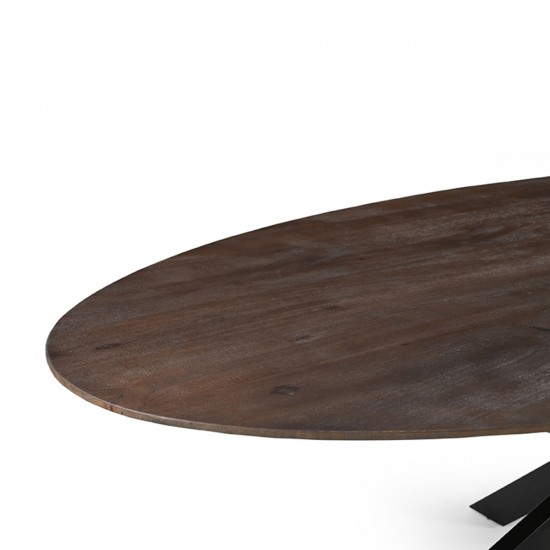LABEL 51 Eetkamertafel James Espresso Mangohout 210 cm Ovaal.