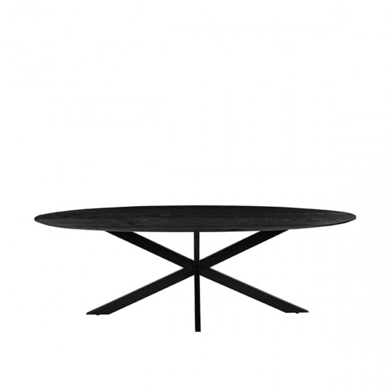 LABEL 51 Eetkamertafel James Zwart Mangohout 240 cm Ovaal.