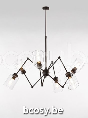 Marckdael luchter New-York Marckdael 3404-6-RU-CYL-CLEAR-KL Vintage roest marron kastanjebruin luchter VVD VDV Verlichting van Dijck Dyck Ma.