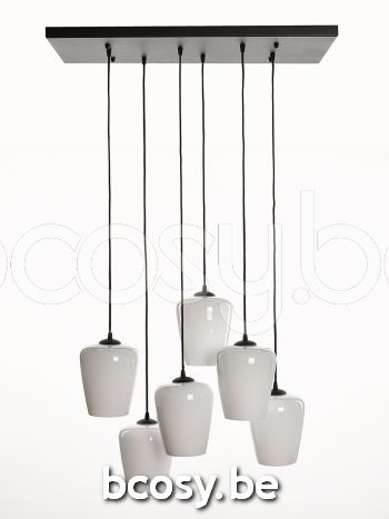 Marckdael pendel Seattle-Seatle Marckdael 4080-PL6-GL-NE 4080-PL6-RECT-NE-TULIP-OPAL-KL Contemporal zwart pendel H max 105cm VVD VDV Verlich.