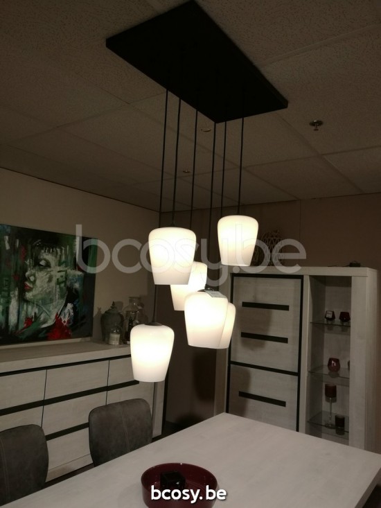 Marckdael VVD Seattle-Seatle 4080-PL6-RECT-NE-TULIP-OPAL-KL zwart pendel VVD VDV Verlichting van Dijck Dyck Markdaal.