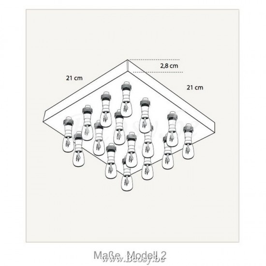Feluce FEL-141 Feluce Luxe plafonniere brons landelijk vierkant 16 lampjes.