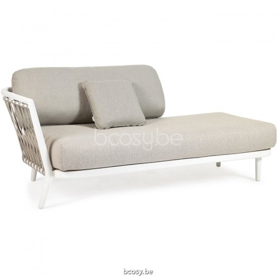 Diphano Diamond Modular double siège d'angle droit ensemble de coussins inclus Cadre Aluminium blanc Tissu Combo Twisted Line.