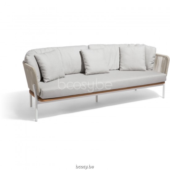 Diphano Omer Fauteuil 3 places empilable Cadre Aluminium blanc corde Minéral 5mm.