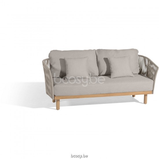 Diphano Newport 2-sitziger Gartensofa Aluminium Kaffee Gestell Seil Kieselstein 11mm.