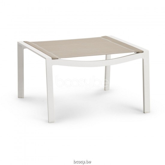 Diphano Selecta footrest Aluminium White Frame single layer Batyline Sand Fabric.