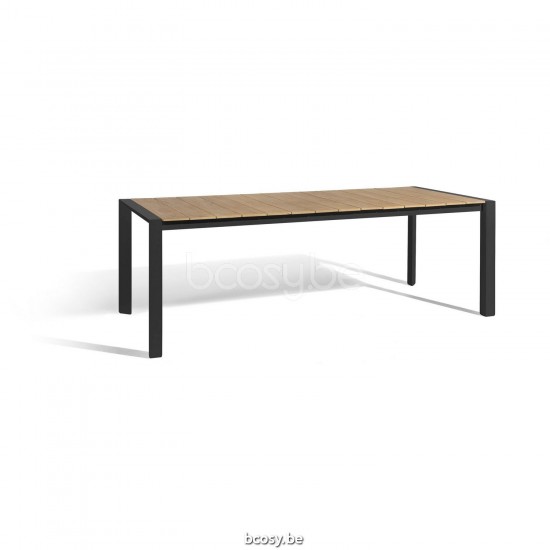 Diphano Alexa table de jardin extensible 220-280x96 Cadre Aluminium Lava Dessus Teck naturel.