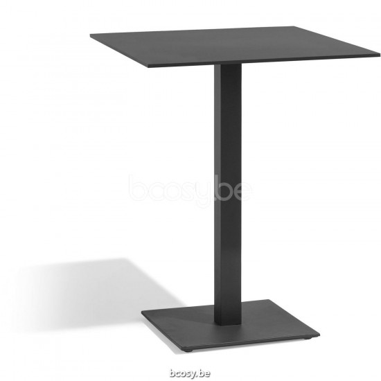 Diphano Alexa hoge bistrotafel H (75x70) Aluminium Lava Frame Tafelblad Trespa Zwart 13 mm.