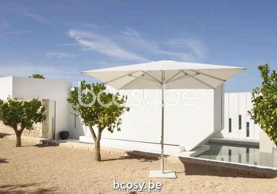 Jardinico AMALFI 250x250 Vierkante Middenstam Parasol 2,5x2,5 Mast Wit Doek Natural Classic-Acryl solids.