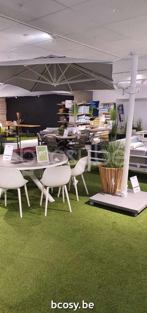 Jardinico ANTEGO 200x300 Parasol Deporté Mât Blanc Toile Gris Nature Classic-Acryl solids.