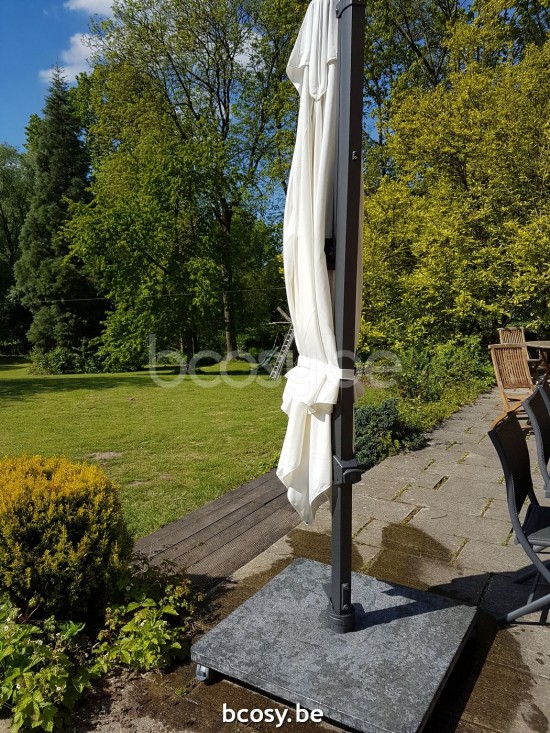 Jardinico ANTEGO 200x300 Rectangular Sidepost Cantilever Free Pole Mast Floating Parasol 2x3 Pole Mast Post Anthracite Powder Coated Aluminium| Canopy-fabrics Natural Classic-Acryl solids.