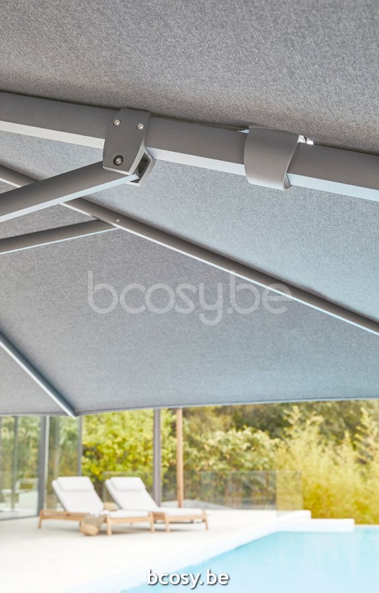 Jardinico ANTEGO 200x300 Rectangular Sidepost Cantilever Free Pole Mast Floating Parasol 2x3 Pole Mast Post Anthracite Powder Coated Aluminium| Canopy-fabrics Gris Nature Classic-Acryl solids.