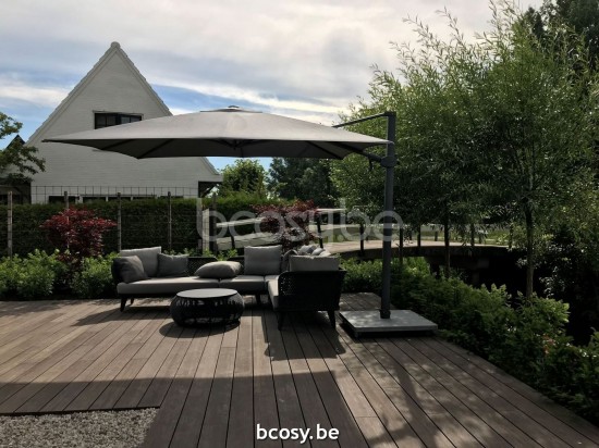 Jardinico ANTEGO 200x300 Parasol Deporté Mât Antracite Toile Steel Sunbrella.