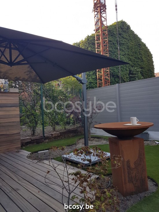 Jardinico ANTEGO 200x300 Parasol Ombrelle À Mât Libre Parasol Décentré Suspendu Deporté Pendant Flottant Rectangulaire 2x3 Mât Aluminium Thermolaqué En Anthracite| Toile-tissu Taupe Classic-Acryl soli.