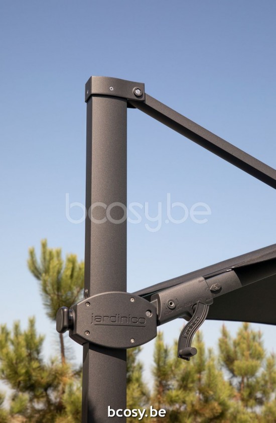 Jardinico ANTEGO 200x300 Parasol Ombrelle À Mât Libre Parasol Décentré Suspendu Deporté Pendant Flottant Rectangulaire 2x3 Mât Aluminium Thermolaqué En Noir Mat| Toile-tissu Black Classic-Acryl solids.