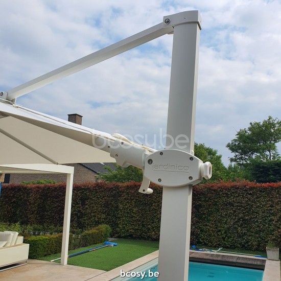  Jardinico ANTEGO 300x300 Quadratischer Freiarmsonnenschirm Freiarmschirm 3x3 Sonnenschirmmast Weiß Matt Pulverbeschichtetes Aluminium| Sonnenschirmbespannung-bezug-tuch-stoff Natural Classic-Acryl so.