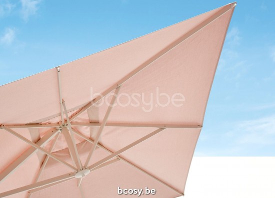 Jardinico ANTEGO 300x300 Square Cantilever Parasol Pole White Canopy Latte Sunbrella.