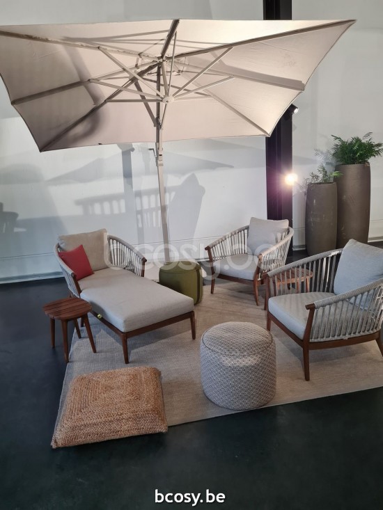 Jardinico ANTEGO 300x300 Quadratischer Freiarmschirm Leinen Mast Stoff Cloud Sunbrella.