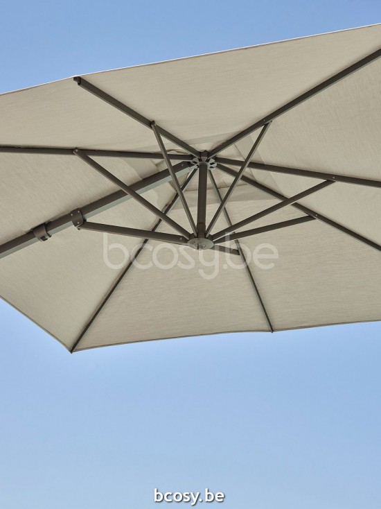  Jardinico ANTEGO 300x300 Quadratischer Freiarmsonnenschirm Freiarmschirm 3x3 Sonnenschirmmast Anthrazit Pulverbeschichtetes Aluminium| Sonnenschirmbespannung-bezug-tuch-stoff Natural Classic-Acryl so.