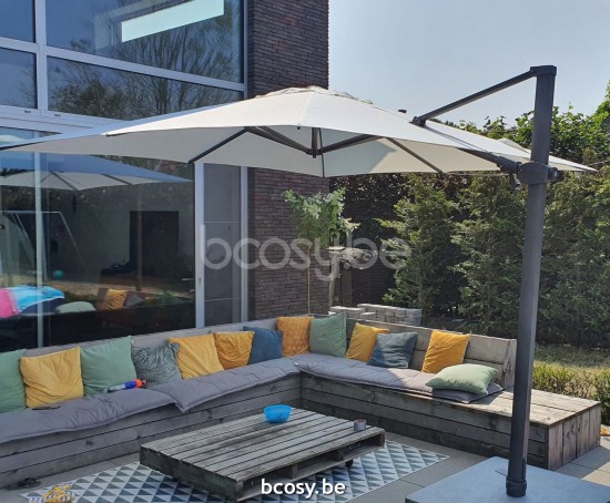 Jardinico ANTEGO Parasols suspendus deportés pendants décentrés flottants à mât libre décentré.