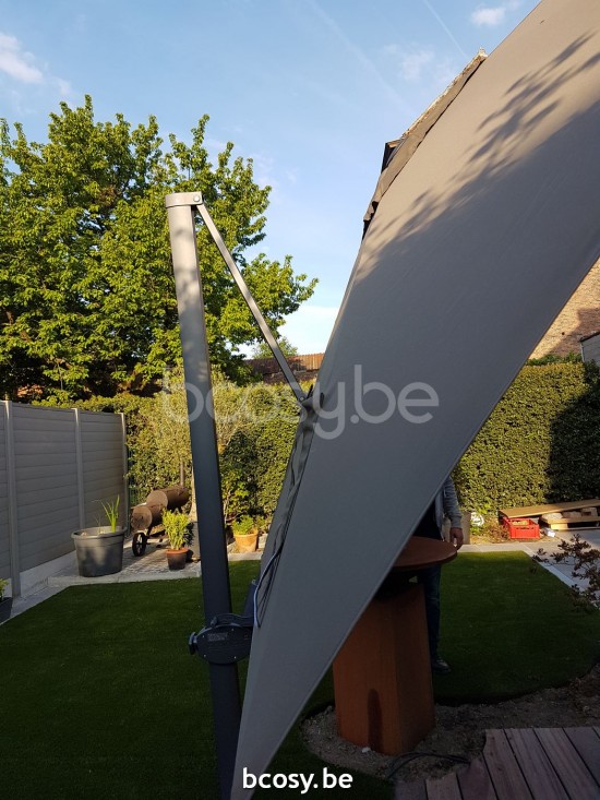 Jardinico ANTEGO 300x300 Square Cantilever Parasol Pole Anthracite Canopy Taupe Classic-Acryl solids.