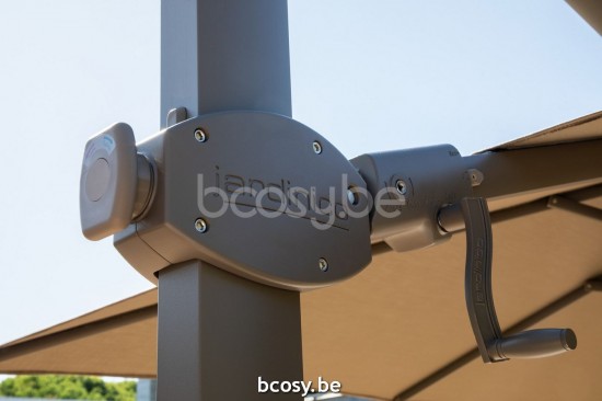 Jardinico ANTEGO 300x300 Parasol Deporté Mât Noir Toile Gris Nature Classic-Acryl solids.