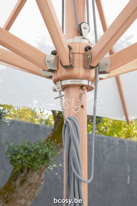 Jardinico CUBA 300x300 Square Centerpost Parasol Pole Eucalyptus Canopy Natural Classic-Acryl solids.