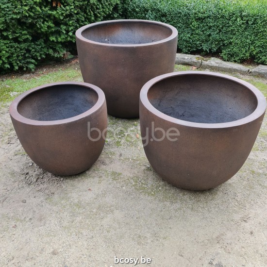 Jardinico CUMINO Round Flower And Plant Pot ø 55 x 46 cm + ø 65 x 54 cm + ø 80 x 66 cm Cumino Fiore set Ruggine.