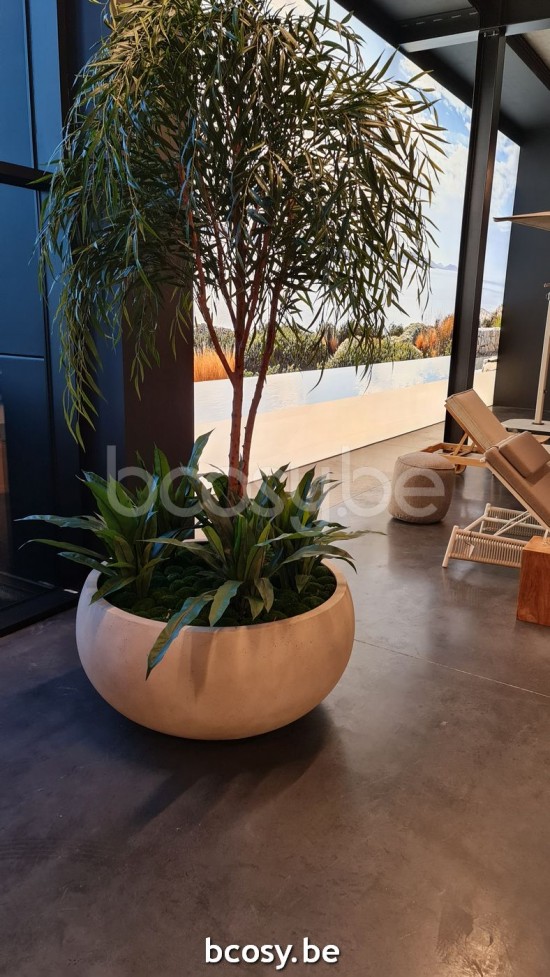 Jardinico CUMINO Pot De Plantes Et Jardinière D'extérieur Rond ø 114 x 54 cm Large Panna.