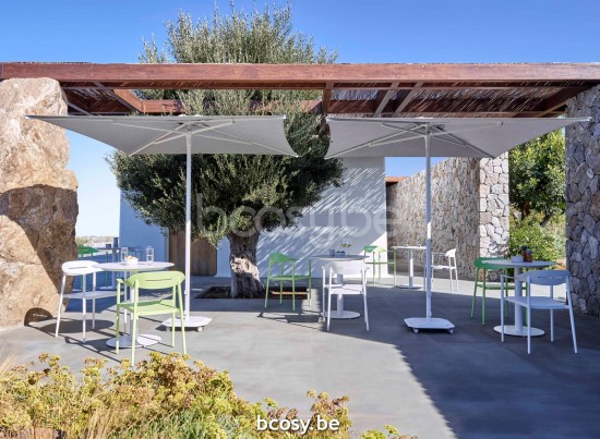 Jardinico JCP102 230x230 Parasol À Mât Central Mât Blanc Toile Ice Sunbrella Plus Marine.