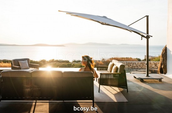 Jardinico CARACTERE JCP301 300x300 Square Sidepost Cantilever Free Pole Mast Floating Parasol 3x3 Pole Mast Post Charcoal Powder Coated Aluminium| Canopy-fabrics Pearl Sunbrella Plus Marine.