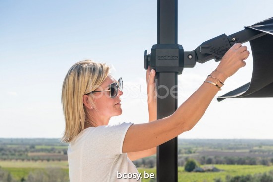 Jardinico CARACTERE JCP301 300x300 Square Sidepost Cantilever Free Pole Mast Floating Parasol 3x3 Pole Mast Post Black Powder Coated Aluminium| Canopy-fabrics Pitch Sunbrella Plus Marine.