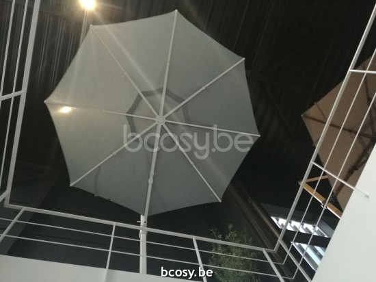 Jardinico JCP303 Ø350 Runder Freiarmschirm Weisser Mast Stoff Ice Sunbrella Plus Marine.