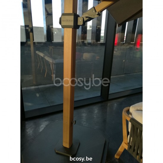 Jardinico JCP303 Ø350 Round Cantilever Parasol Pole Alu Teak Canopy Pearl Sunbrella Plus Marine.