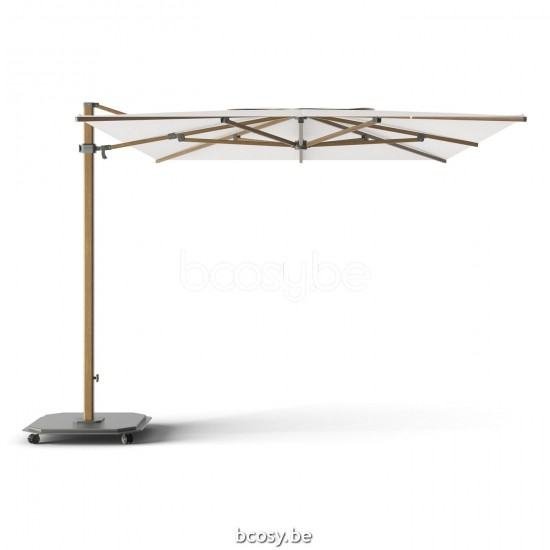 Jardinico JCP402 300x425 Rechthoekige Vrijhangende Parasol 3x4,25 Mast Teak Aluminium Met Structuur Doek Pearl Sunbrella Plus Marine UFJCP.402 CARACTERE.