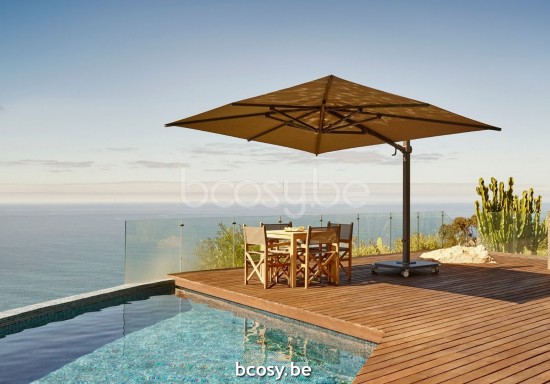 Jardinico JCP402 300x425 Rechthoekige Vrijhangende Parasol 3x4,25 Mast Antraciet-charcoal Doek Cotton Sunbrella Plus Marine UFJCP.402 CARACTERE.