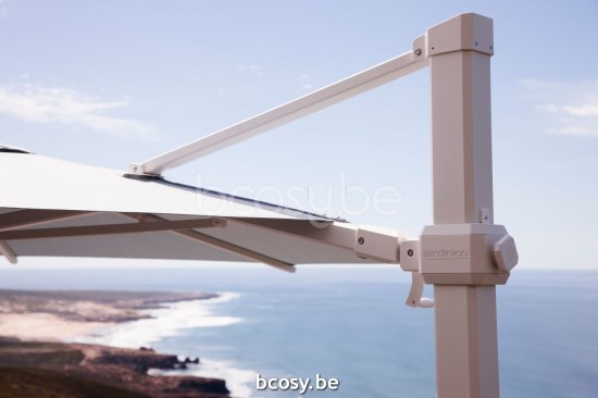 Jardinico CARACTERE JCP404 250B x350 Rectangular Sidepost Cantilever Free Pole Mast Floating Parasol 2,5x3,5 UNIEK MODEL Pole Mast Post White Powder Coated Aluminium| Canopy-fabrics Pearl Sunbrella Pl.