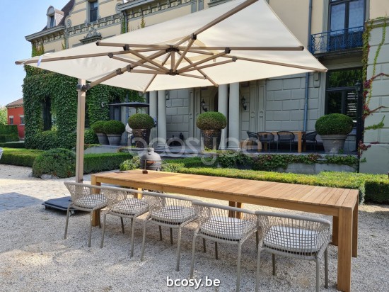 Jardinico JCP404 250B x350 Rectangular Cantilever Parasol Pole Cappuccino Canopy Pearl Sunbrella Plus Marine.
