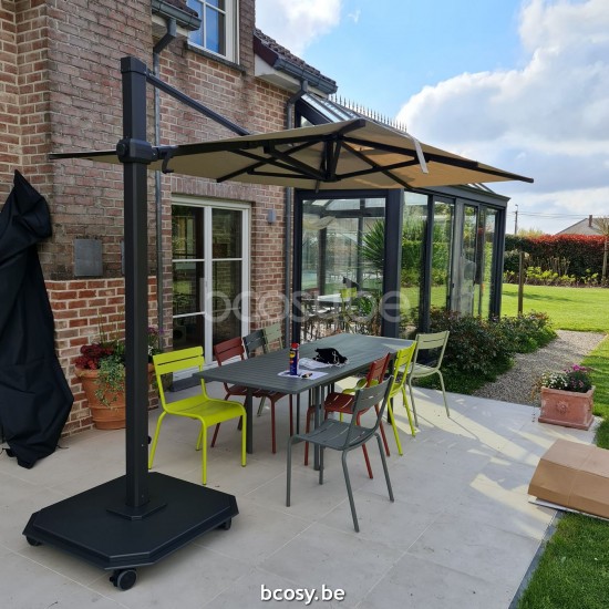 Jardinico JCP404 250B x350 Rectangular Cantilever Parasol Pole Charcoal Canopy Cotton Sunbrella Plus Marine.