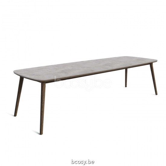 Jardinico LEGNA Rechthoekige Tuintafel 320x100 Sable Teak Ceramic Taupe Grey.