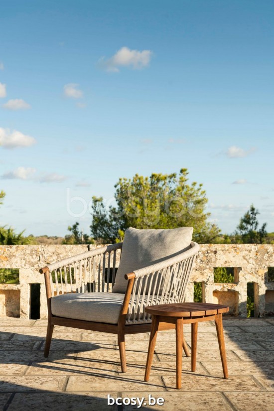 Jardinico LEGNA Table D'appoint Rectangulaire 50x35 Sable Teck.