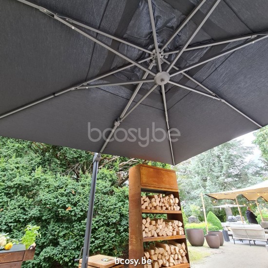 Jardinico LIMA 400x400 Parasol Deporté Mât Antracite Toile Steel Sunbrella.