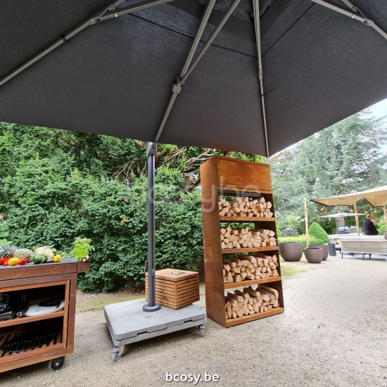 Jardinico LIMA 400x400 Parasol Ombrelle À Mât Libre Parasol Décentré Suspendu Deporté Pendant Flottant Carré 4x4 Mât Aluminium Thermolaqué En Anthracite| Toile-tissu Steel Sunbrella.