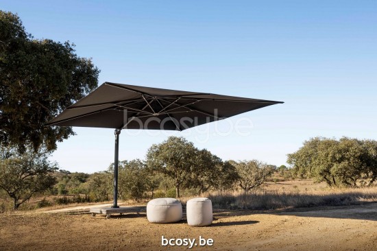 Jardinico LIMA 400x400 Parasol Deporté Mât Noir Toile Black Classic-Acryl solids.