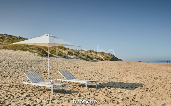 Jardinico MALIBU 240x240 Square Centerpost Parasol Pole White Canopy White Olefin.